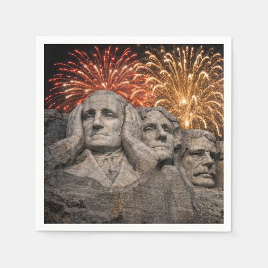 4. Juli Mount Rushmore Humor mit Feuerwerk Serviette (Vorderseite)