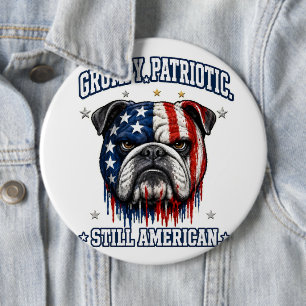 4. Juli mürrische patriotische Bulldogge Buttons
