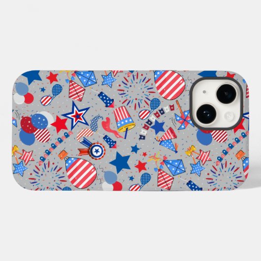 4. Juli Muster 04x4 LGrey BG Case-Mate iPhone Hülle (Rückseite (Horizontal))