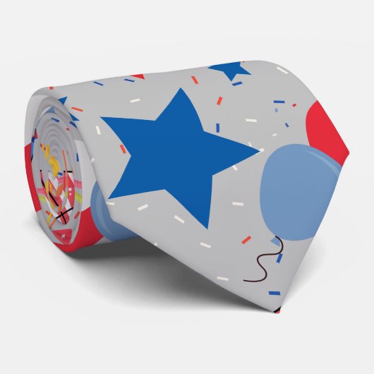 4. Juli Muster 04x4 LGrey BG Krawatte (Gerollt)