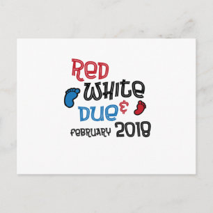 4. Juli Mutterschaft schwanger Red White Due Feb 2 Ankündigungspostkarte