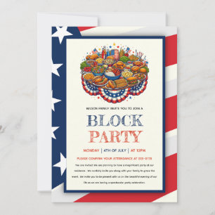 4. Juli Nachbarschafts-Block-Party Einladung
