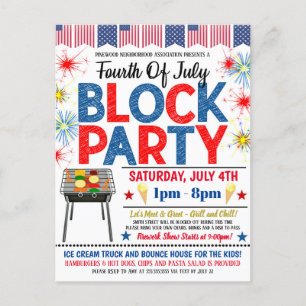 4. Juli Nachbarschaftsblock Party laden ein Postkarte