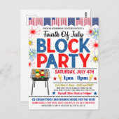 4. Juli Nachbarschaftsblock Party laden ein Postkarte (Vorne/Hinten)