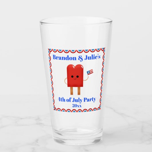 4. Juli Niedlich Patriotic Popsicle Beer Pint Glas (Vorderseite)