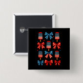4. Juli Niedlich Popsicle Coquette Bow Patriotic Button (Vorne & Hinten)