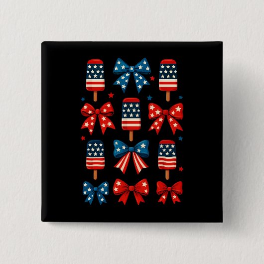 4. Juli Niedlich Popsicle Coquette Bow Patriotic Button (Vorderseite)