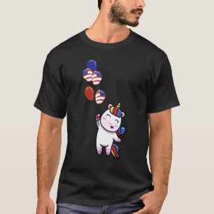 4. Juli Niedliche amerikanische Flagge Unicorn Pat T-Shirt