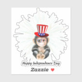 4. Juli Niedlichen Affen Glücksfreiheit US-Flagge Aufkleber (Blatt)