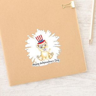 4. Juli Niedlichen Löwe Independe Tag USA Flaggeng Aufkleber