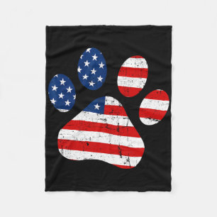 4. Juli Niedlicher Hund Paw US-amerikanische Flagg Fleecedecke