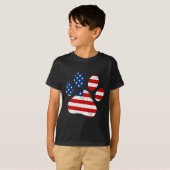 4. Juli Niedlicher Hund Paw US-amerikanische Flagg T-Shirt (Vorne ganz)