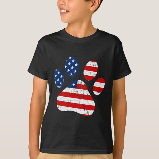 4. Juli Niedlicher Hund Paw US-amerikanische Flagg T-Shirt (Vorderseite)