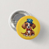 4. Juli Niedlicher Welpen-Hund-71009 Button (Vorne & Hinten)