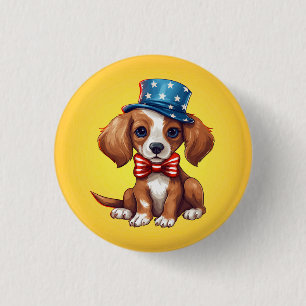 4. Juli Niedlicher Welpen-Hund-71009 Button