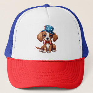 4. Juli Niedlicher Welpen-Hund-71009 Truckerkappe