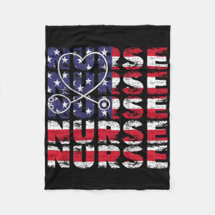 4. Juli Nurse American Flag Nursing Usa Patrio Fleecedecke