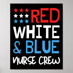 4. Juli Nurse Crew Scrub Tops Patriotische Kranken Poster