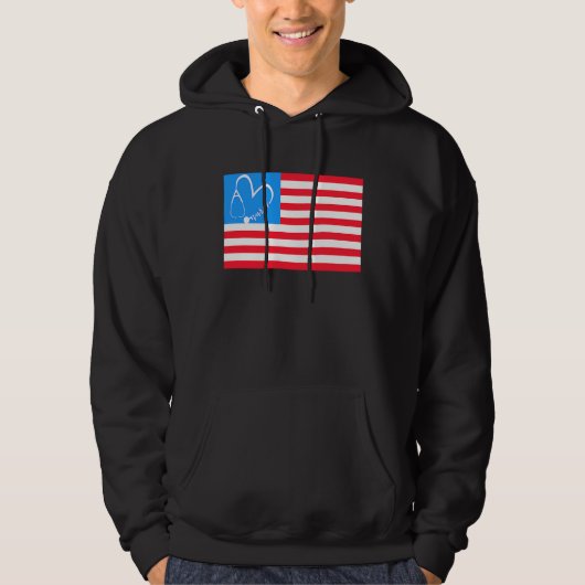 4. Juli Nurse Independence Day American Flag Hoodie (Vorderseite)