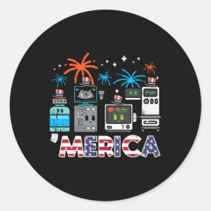 4. Juli Nurse Propofol Merica Scrub Top Patriotic Runder Aufkleber