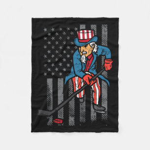 4. Juli Onkel Sam Eis-Hockey-Flagge Amerika Männer Fleecedecke