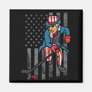 4. Juli Onkel Sam Eis-Hockey-Flagge Amerika Männer Magnet