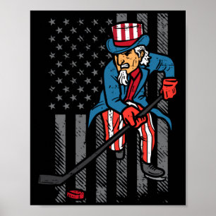 4. Juli Onkel Sam Eis-Hockey-Flagge Amerika Männer Poster