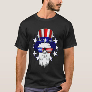 4. Juli Onkel Sam Hut Lama Sonnenbrille T-Shirt