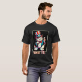 4. Juli Onkel Sam Maneki Neko Katze T-Shirt (Vorne ganz)