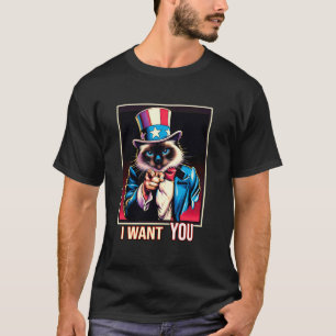 4. Juli Onkel Sam Siamkatze T-Shirt