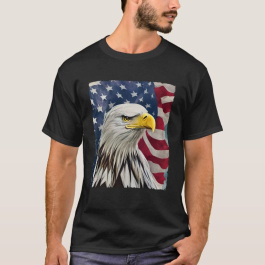 4. Juli Painting Bald Eagle American Flag USA T-Shirt (Vorderseite)