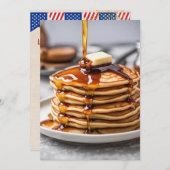 4. Juli Pancake Frühstück Einladung (Vorne/Hinten)