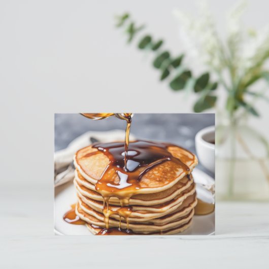 4. Juli Pancake Frühstücksankündigung Postkarte (Stehend Vorderseite)