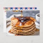 4. Juli Pancake Frühstücksankündigung Postkarte (Vorne/Hinten)