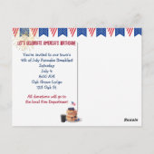 4. Juli Pancake Frühstücksankündigung Postkarte (Rückseite)