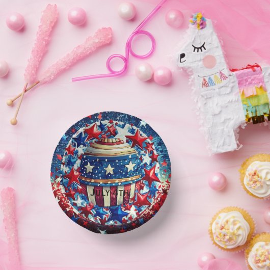 4. Juli Papierhüllen, 7" Papierschale Pappteller (Party)