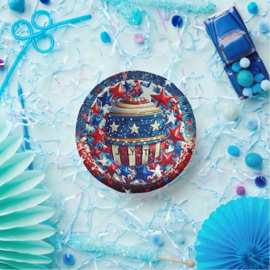 4. Juli Papierhüllen, 7" Papierschale Pappteller (Party)