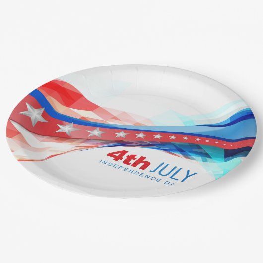 4. Juli Papierplatte Pappteller (Schrägansicht)