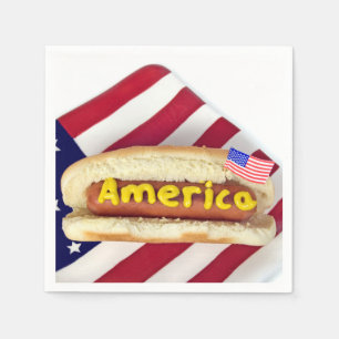 4. Juli Party American Hot Dog Serviette