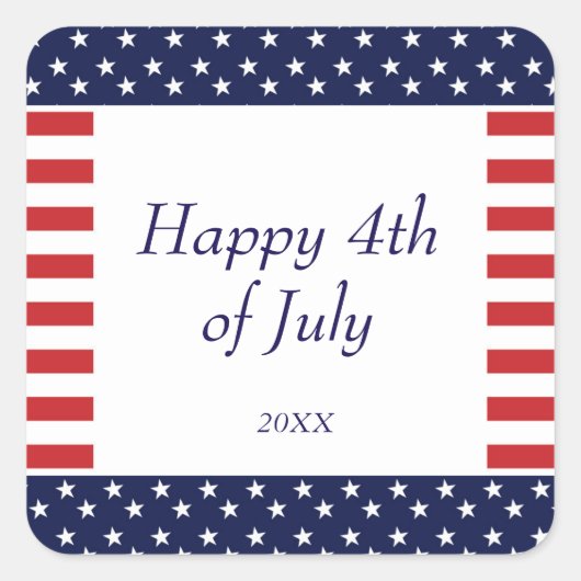4. Juli Party-Aufkleber zum Unabhängigkeitstag Quadratischer Aufkleber (Vorderseite)