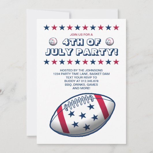 4. Juli Party Balls Einladung (Vorderseite)