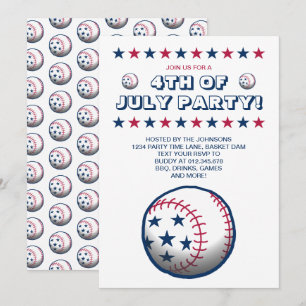 4. Juli-Party Baseball Einladung