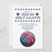 4. Juli Party Basketball Einladung (Vorderseite)