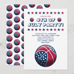 4. Juli-Party-Basketball Einladung