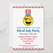 4. Juli Party Cool Patriotic Emoji Einladung (Vorderseite)
