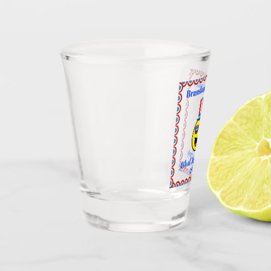 4. Juli Party Cool Patriotic Emoji Schnapsglas (Links)