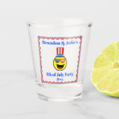 4. Juli Party Cool Patriotic Emoji Schnapsglas (Vorderseite)