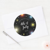 4. Juli Party der Fireworks Family Runder Aufkleber (Umschlag)