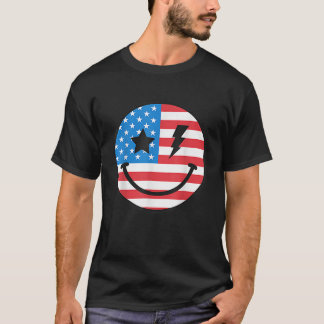 4. Juli Party der Frauen in den USA Lächeln Gesich T-Shirt