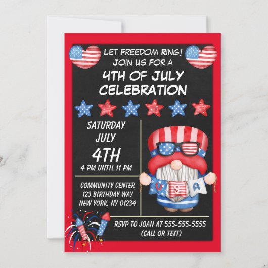 4. Juli Party Einladung (Vorderseite)
